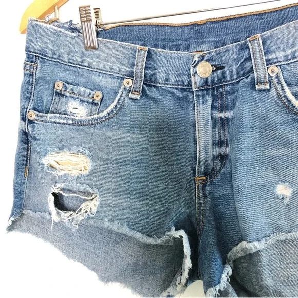Rag and Bone Distressed Denim Shorts 27 - Picture 4 of 8
